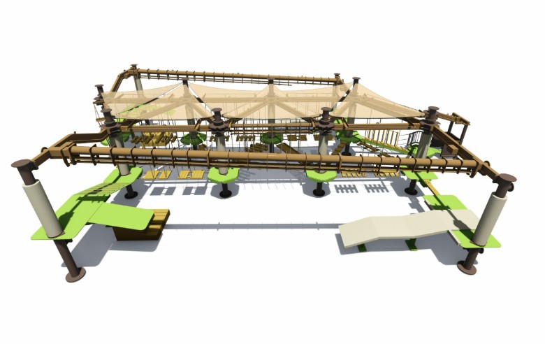 Product rendering of the Sky Tykes ropes course at the Riverbanks Zoo & Garden.