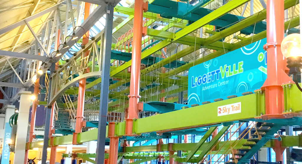The two level Sky Trail® ropes course inside the San Antonio Mall.